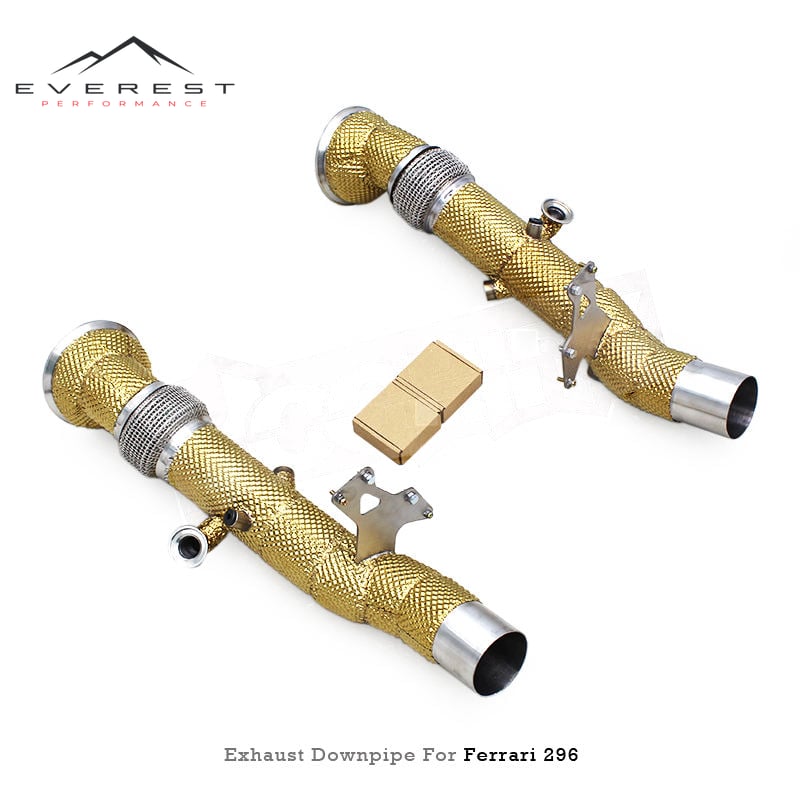 Straight-through Downpipe for Ferrari 296 GTB V6 3.0T 2021-2024 High Performance Heat Shield Stainless Steel Turbo Header
