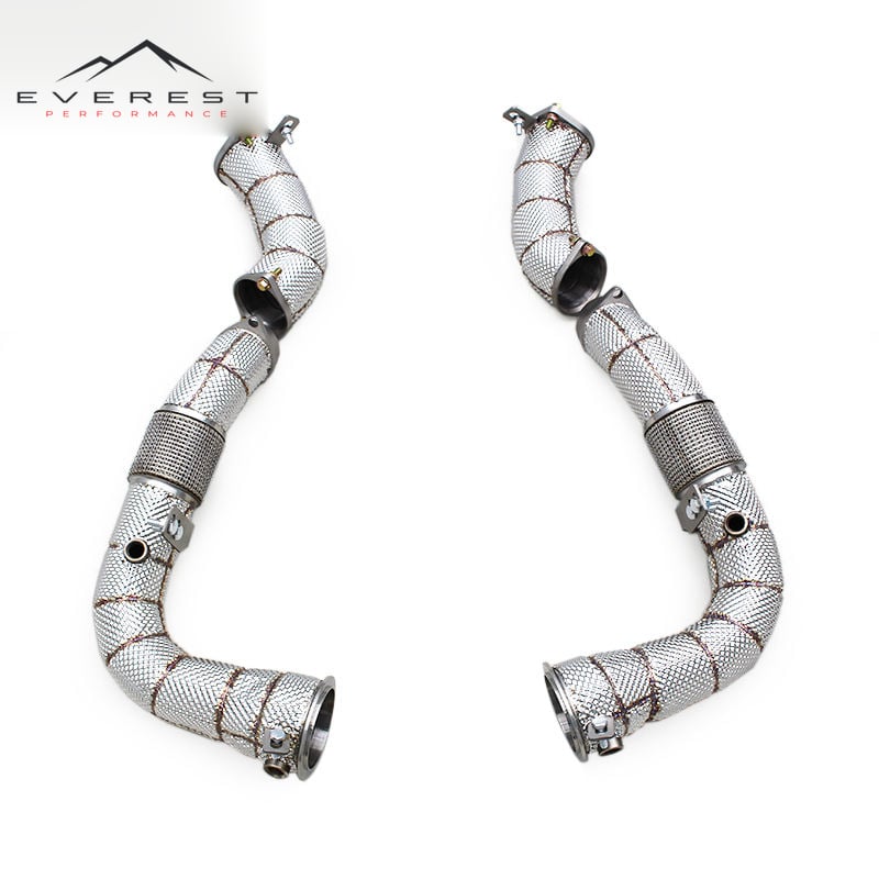Custom SUS304 Pipes Header Downpipe for BMW X5M/X6M F95/F96/LCI 4.4TT 2020+ with Heat Shield Exhaust Free Flow System