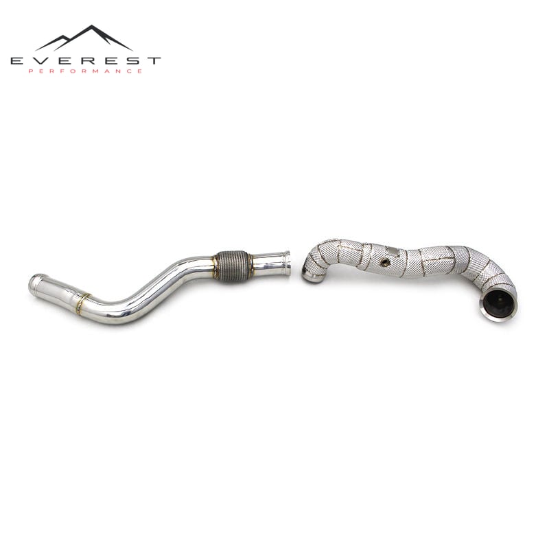 Free Flow Exhaust Pipe for Mercedes-Benz A45 CLA45 2.0T 2014-2020 Stainless Steel Downpipe With Heat Shield