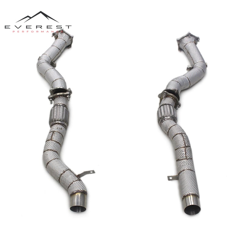 Performance Downpipe for Porsche Cayenne 957 3.6 4.8T 2006-2010 Upgrades Heat Shield Exhaust Free Flow Race Front Down Pipe