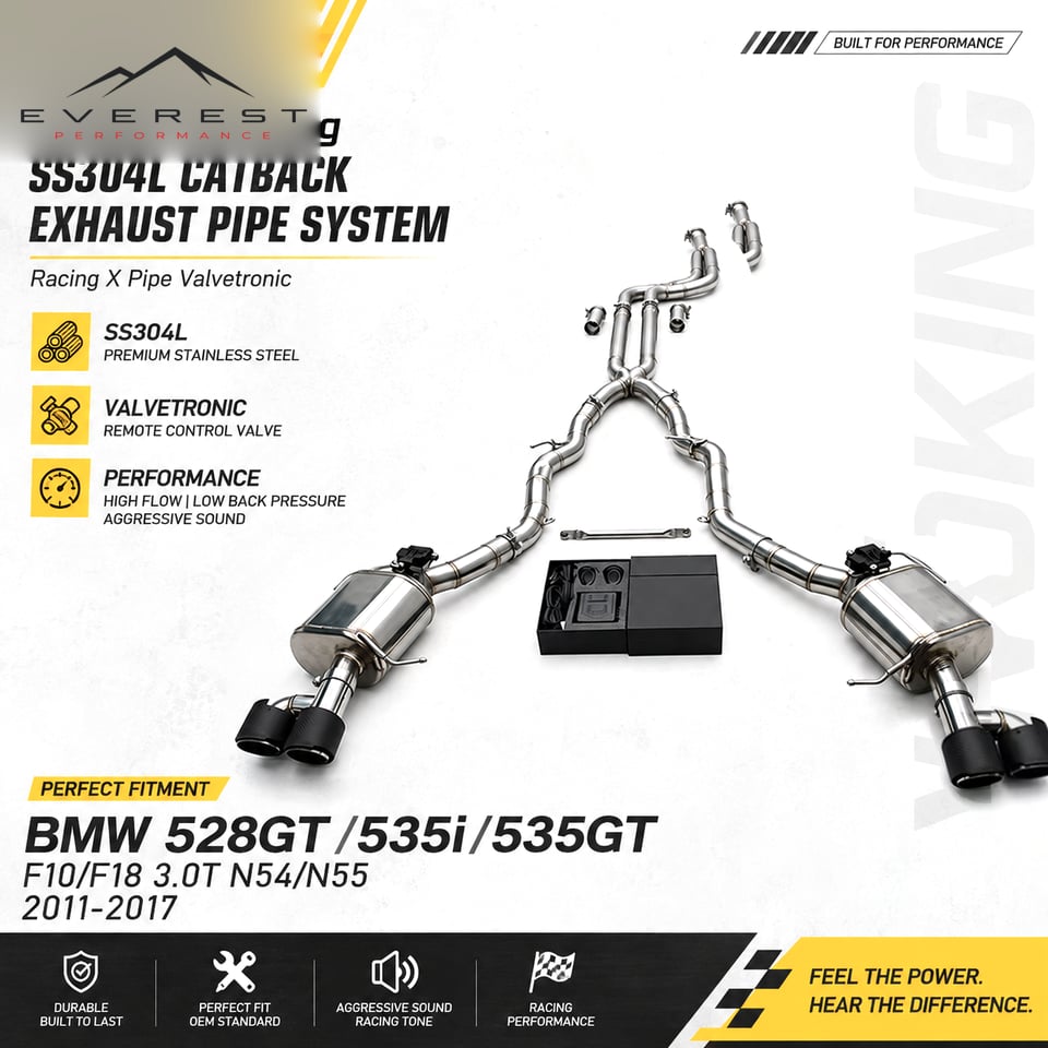 Racing SS304L Catback Exhaust Pipe System for BMW 528GT/535i/535GT F10/F18 3.0T N54/N55 2011-2017 Racing Car X Pipe Valvetronic