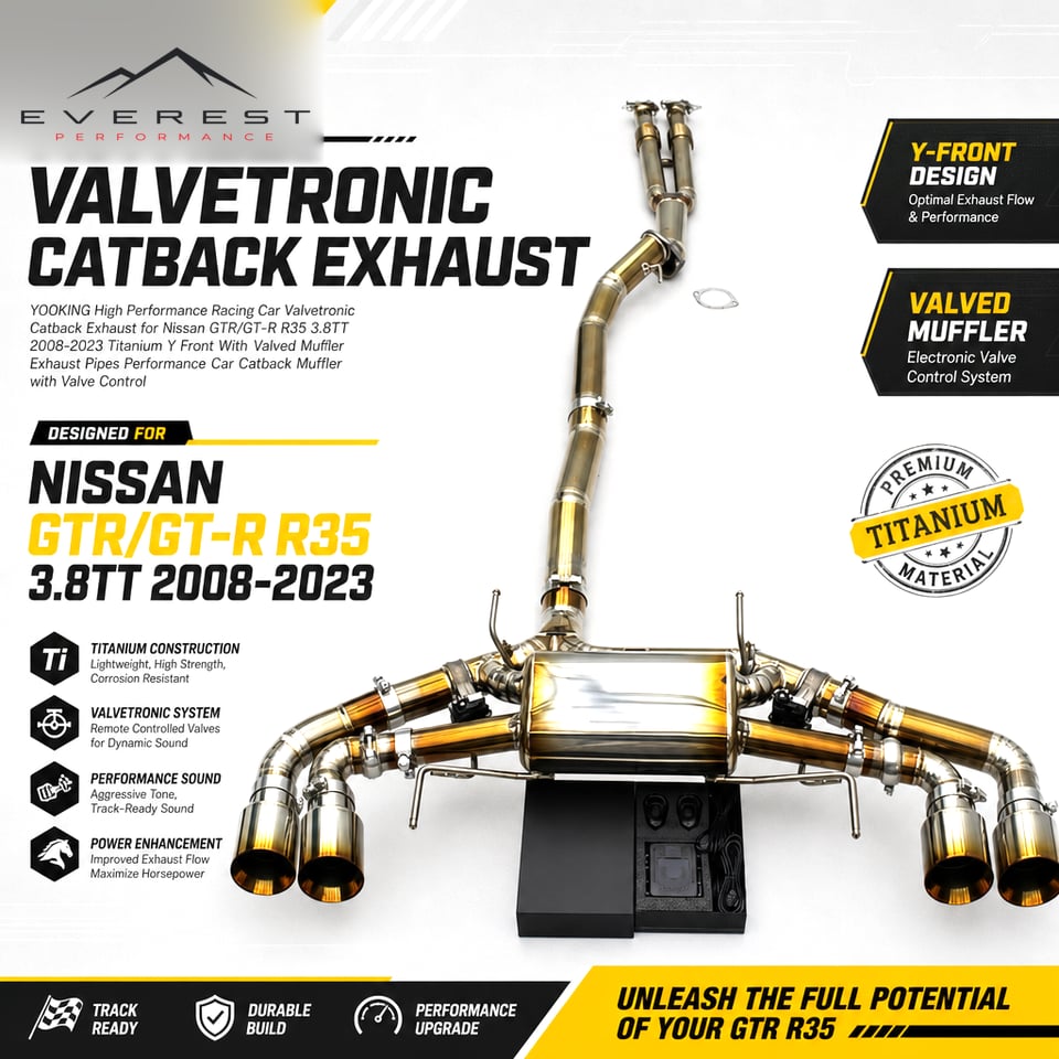 Racing Valvetronic Catback Exhaust for Nissan GTR/GT-R R35 3.8TT 2008-2023 Titanium Y Front With Valved Muffler Exhaust Pipes