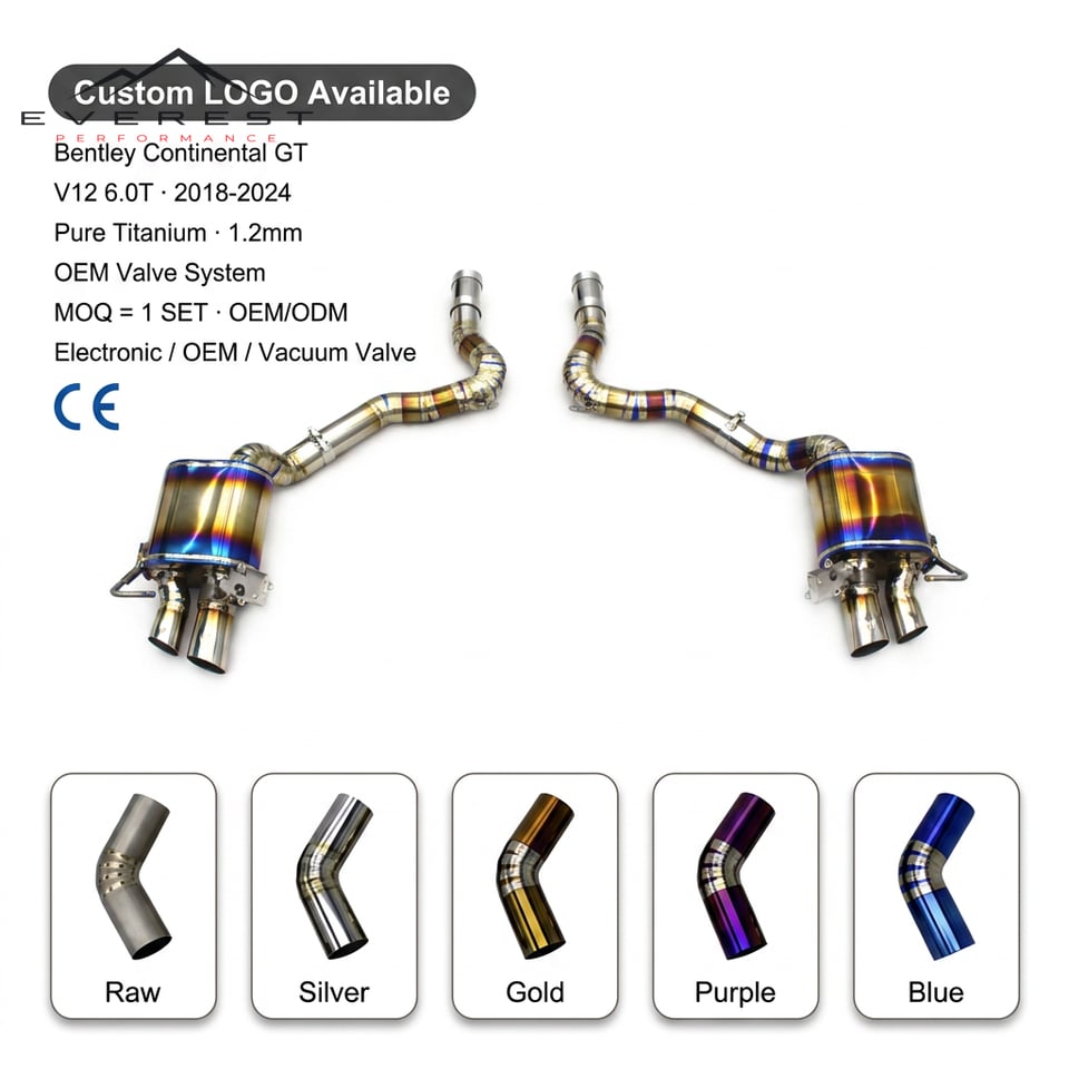 Titanium Axle Back Exhaust for Bentley Continental GT V12 6.0T 2018-2024 Valve Custom