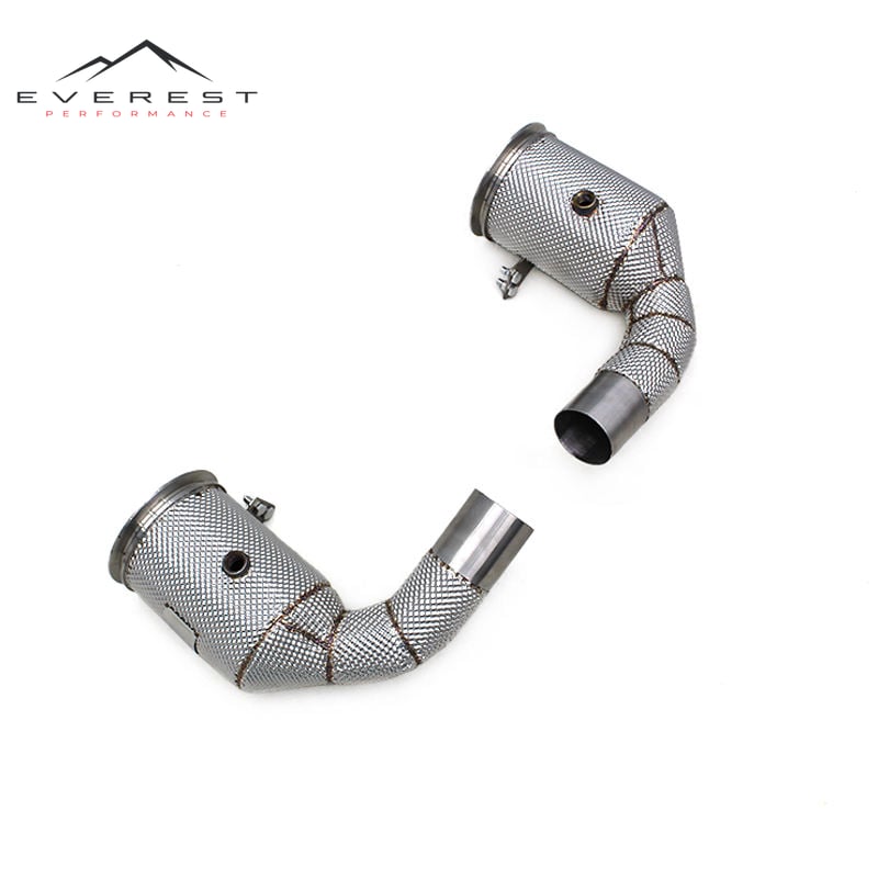 SS304 Exhaust Downpipe for Porsche 911 992 3.0T 2019-2024 High Flow Catted Downpipe 100/200/300 Cell With Heat Shield