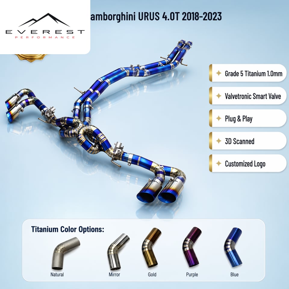 Light Weight Titanium Catback Exhaust Pipes for Lamborghini URUS 4.0T 2018-2023 High Quality Valve Muffler System