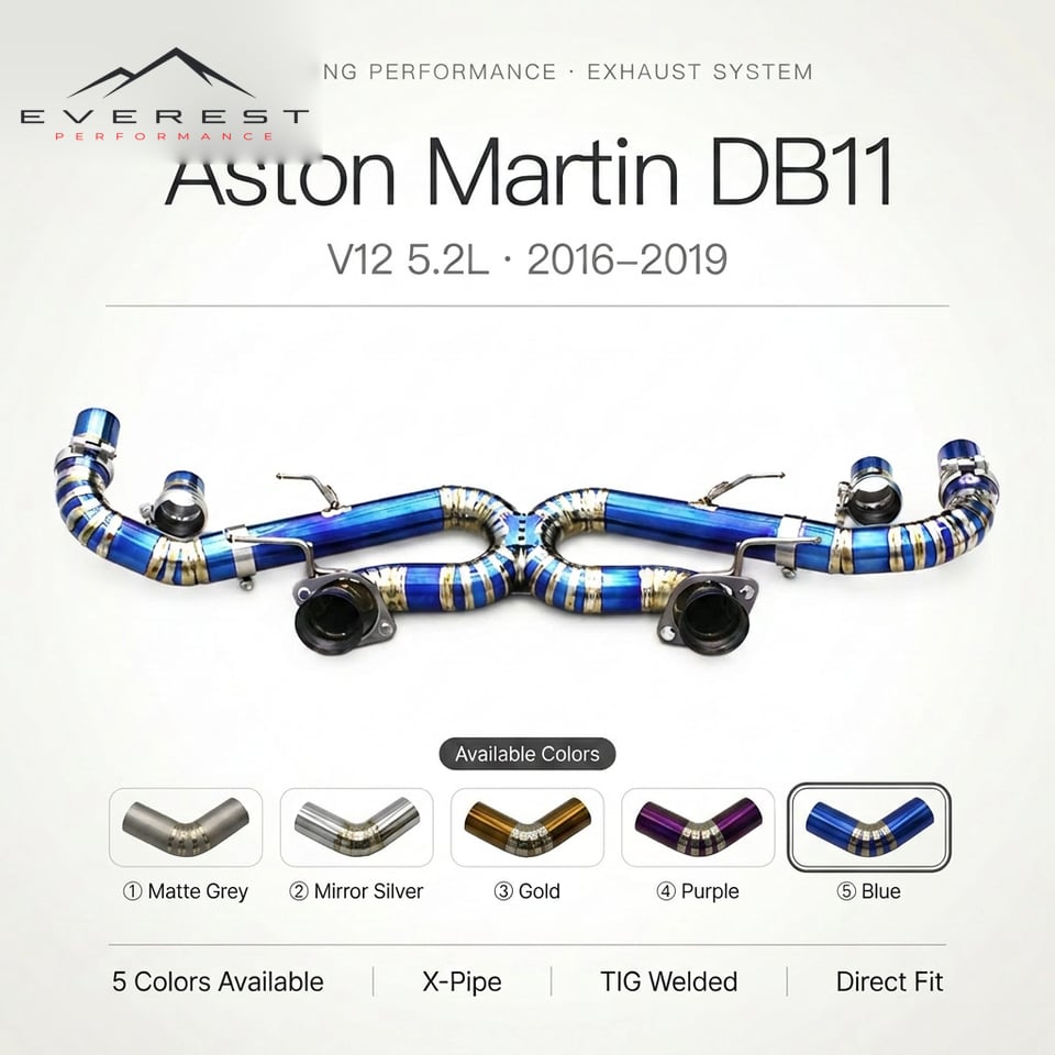Titanium Exhaust Pipe System for Aston Martin DB11 V12 5.2L 2016-2019 X-pipe Straight Rear Exhaust Pipe