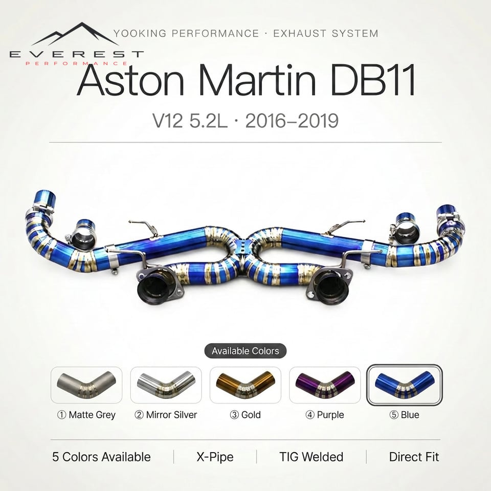 Titanium Exhaust Pipe System for Aston Martin DB11 V12 5.2L 2016-2019 X-pipe Straight Rear Exhaust Pipe