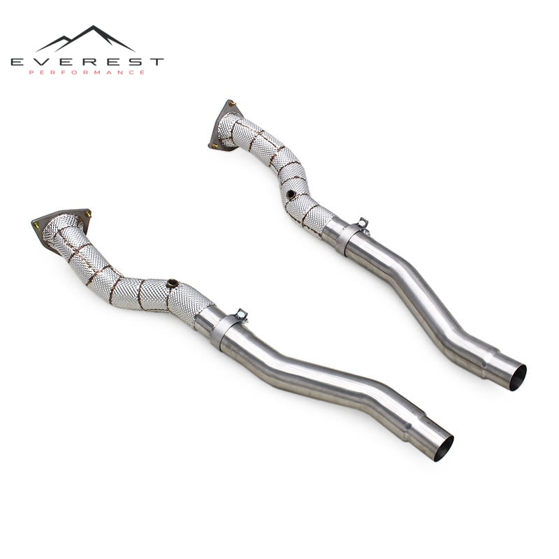 SS304 Exhaust Downpipe for Ferrari GTC4 Lusso/FF V12 6.3L 2012+ With Heat Shield Free Flow Down Pipe