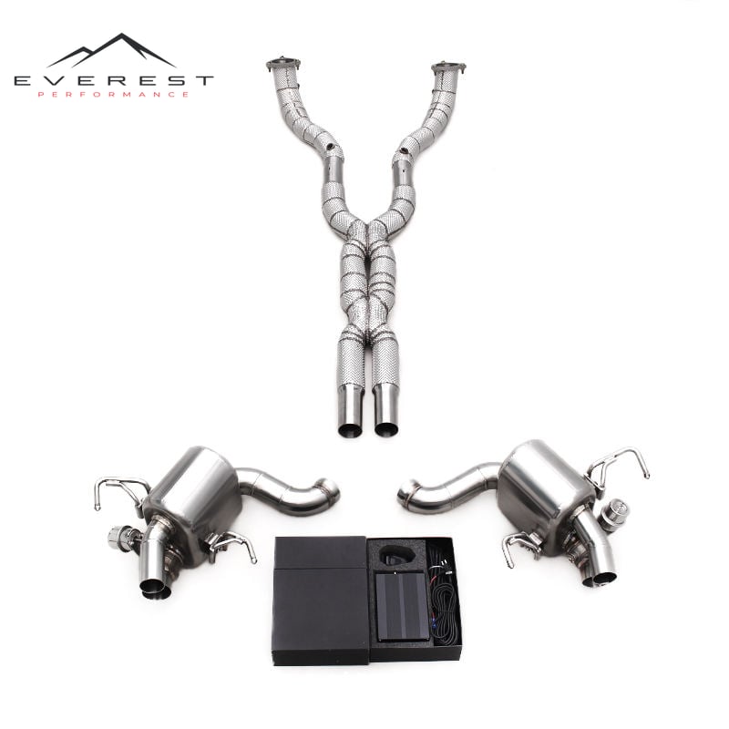 Race Complete Set Exhaust for Ferrari California V8 4.3L 2009-2014 Stainless Steel Downpipe X Pipe Valved Rear Muffler Section