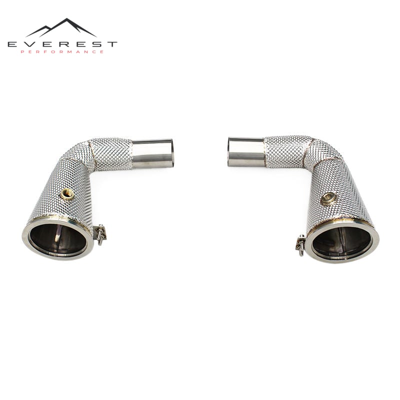 Racing Car SS304 Exhaust Downpipe for Porsche 911 992 3.0T 2019-2024 High Flow Catted Downpipe 100/200/300 Cell With Heat Shield