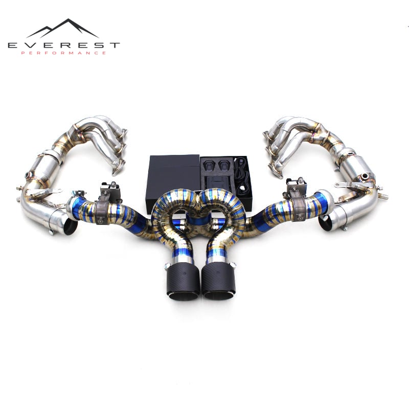 Custom SUS304 Header Manifold with 200cell Catalyst Catback for Porsche 911 992 GT3 RS 4.0L 2020-2024 Titanium Exhaust System