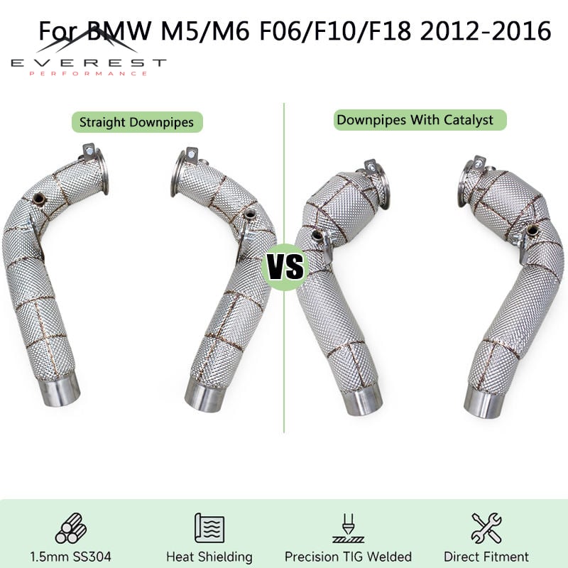 SS304 Exhaust Downpipe for BMW M5/M6 F06/F10/F18 2012-2016 With Heat Shield Straight Downpipes/High Flow Catted Downpipe