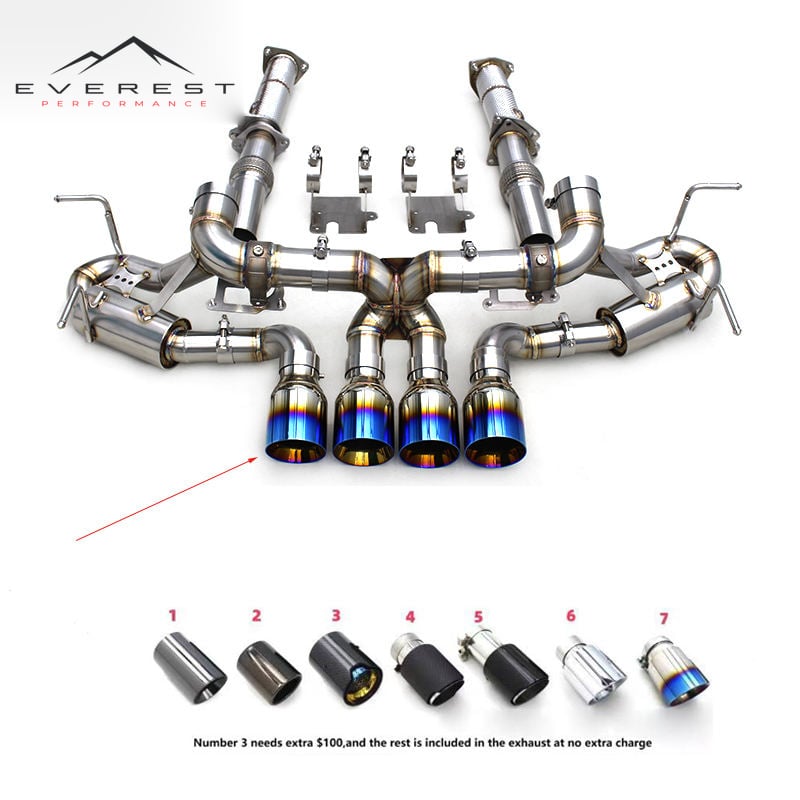 SS304 Full Exhaust System for Chevrolet Corvette C8 Z06 2019-2024 Free Flow Pipe Downpipe Valve System Catback Exhaust