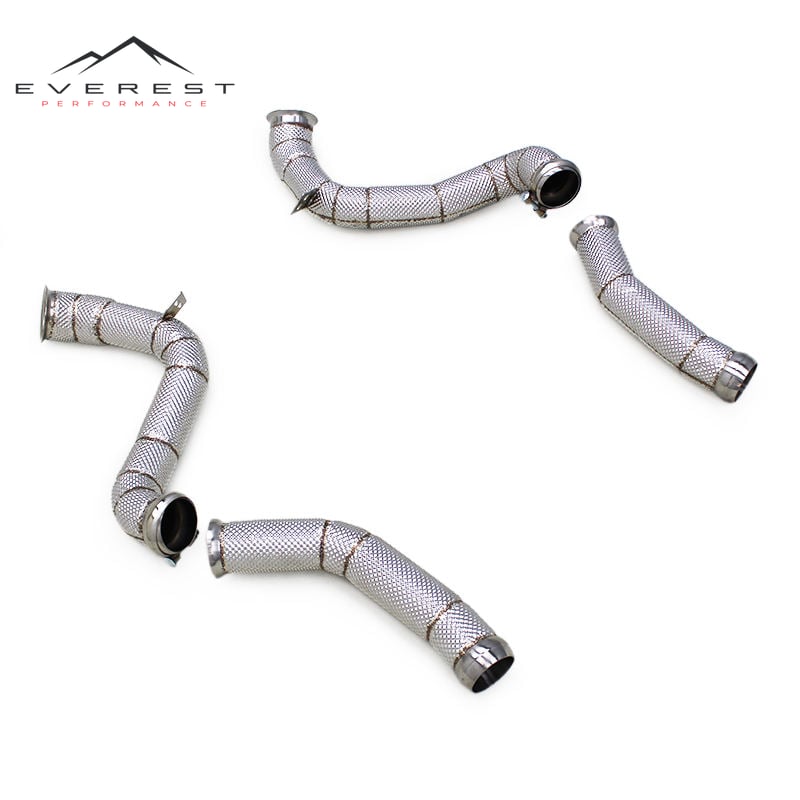 SS304 Exhaust Downpipe for Mercedes-Benz C63/C63S AMG W205 4.0T 2015-2020 With Heat Shield Straight Through Downpipes