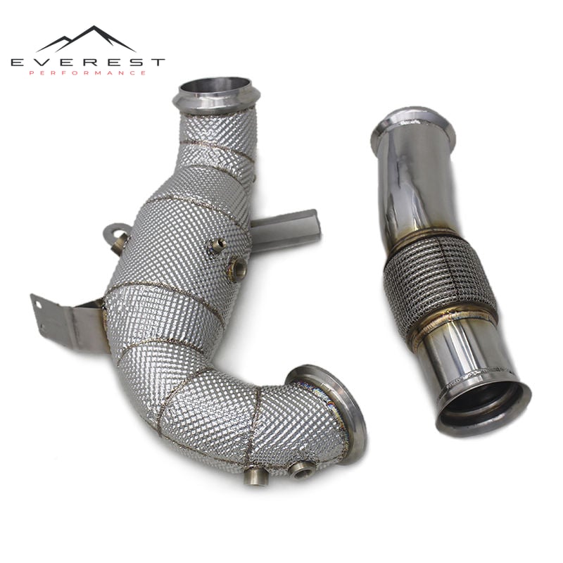 Stainless Steel High Flow Pipe for Mercedes-Benz CLA45 AMG 2.0T Heat Shield Downpipe With Catalyst