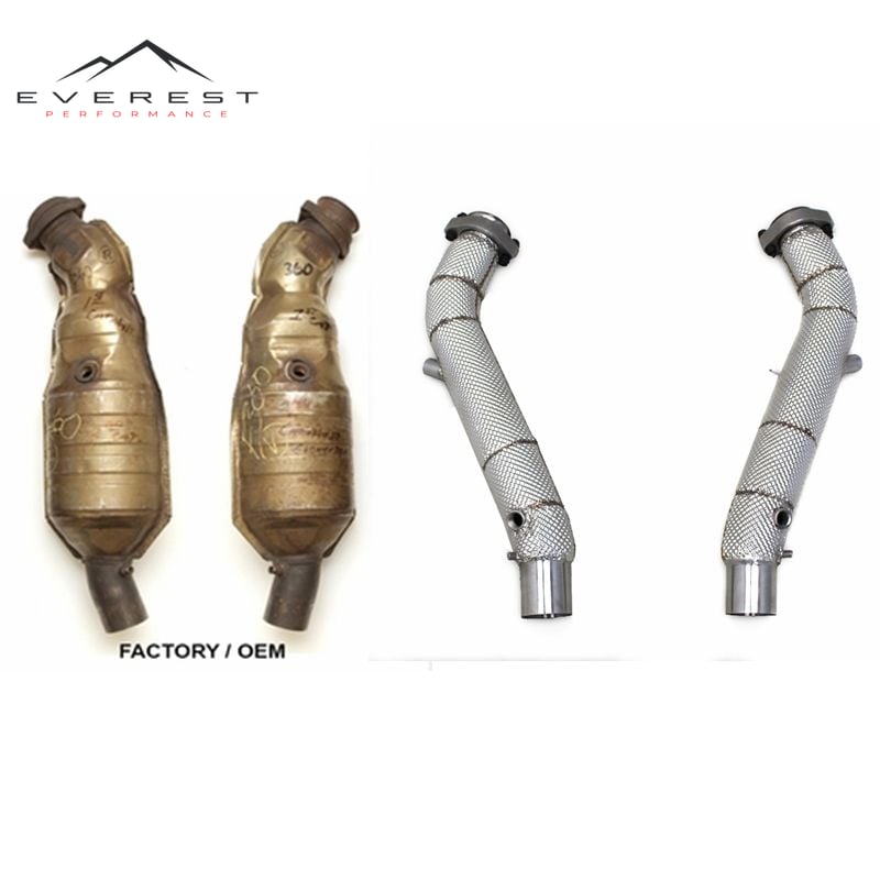 Race Free Flow Downpipe for Ferrari F360/360 Modena/Spider 3.6L 2003-2005 Stainless Steel Heat Shield Exhaust Pipe