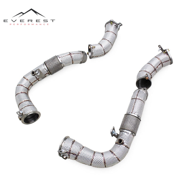 SS304 Exhaust Pipe Downpipe for BMW X5M/X6M F95/F96/LCI 4.4TT 2020+ with Heat Shield Free Flow Exhaust Downpipe