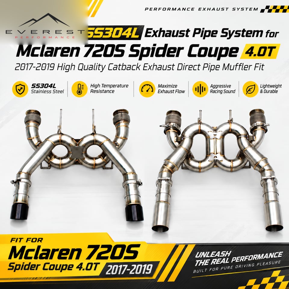 Racing SS304L Exhaust Pipe System for Mclaren 720S Spider Coupe 4.0T 2017-2019 High Quality Catback Exhaust Direct Fit Muffler