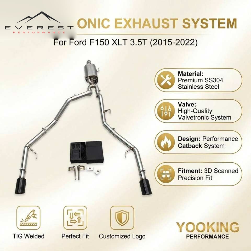 SS304L Exhaust Pipe System for Ford F150 XLT 3.5T 2015-2022 Racing Valvetronic Catback Muffler with Control
