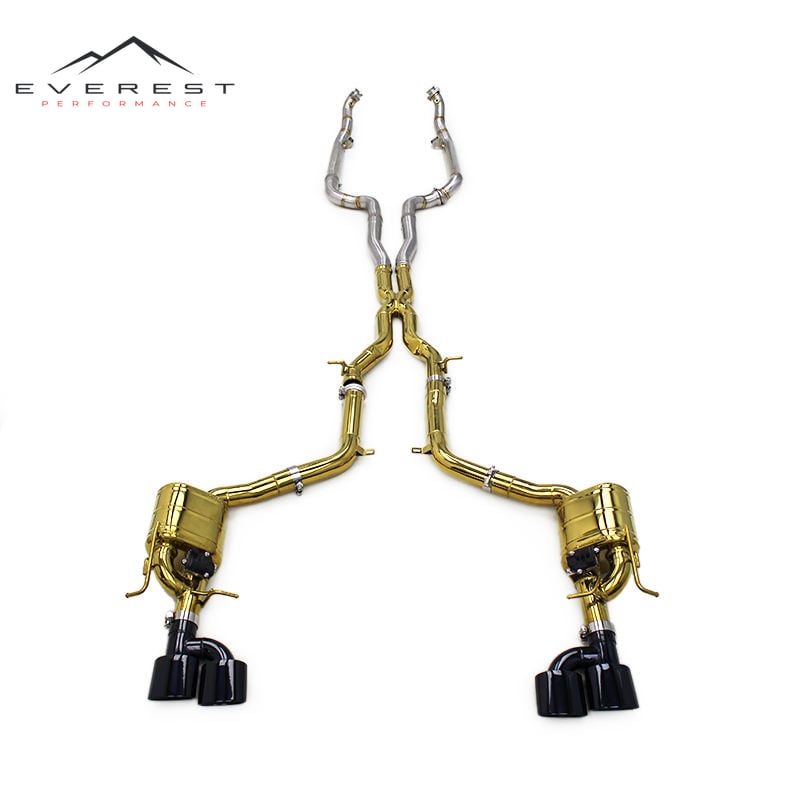 SS304 Gold Plating Full Exhaust for Mercedes-Benz C63 AMG W204 6.2L 2011-2015 Straight Downpipe Valvetronic Catback Exhaust