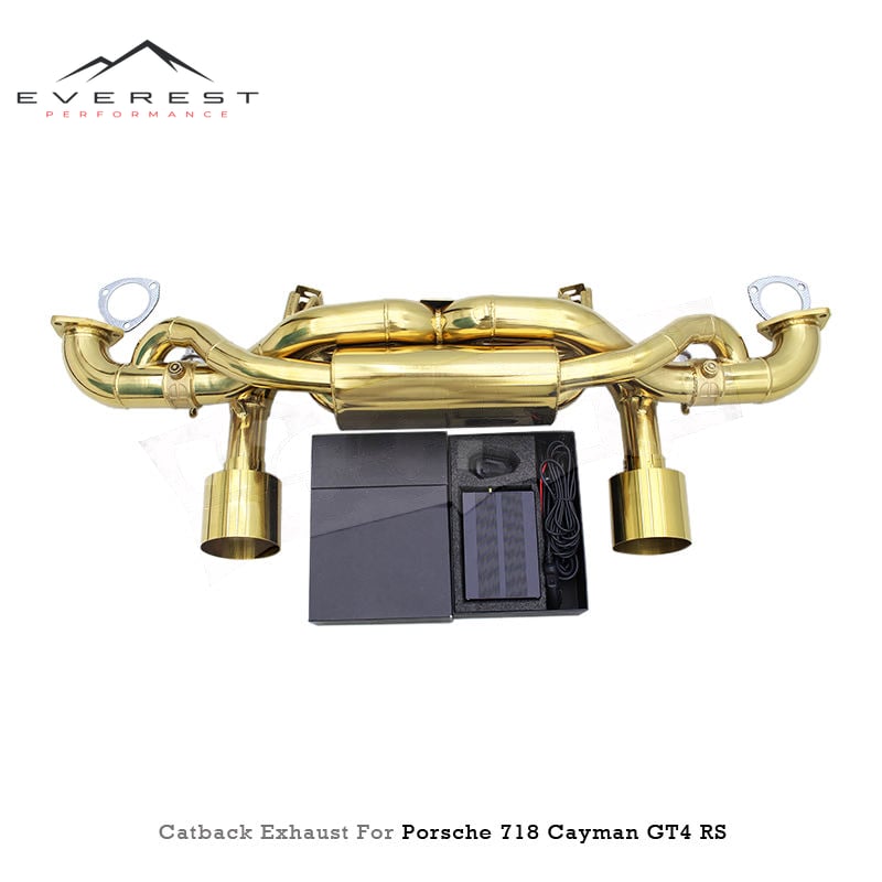 Auto Stainless Steel Plate Gold Catback for Porsche 718 Cayman GT4 RS 4.0L 2022-2025 High Performance Exhaust Pipe