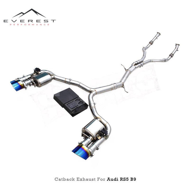 Sport Exhaust Pipe for Audi RS4/RS5 B9/B9.5 2.9T 2017-2024 Valvetronic Catback Muffler With RS Burnt Blue Tips