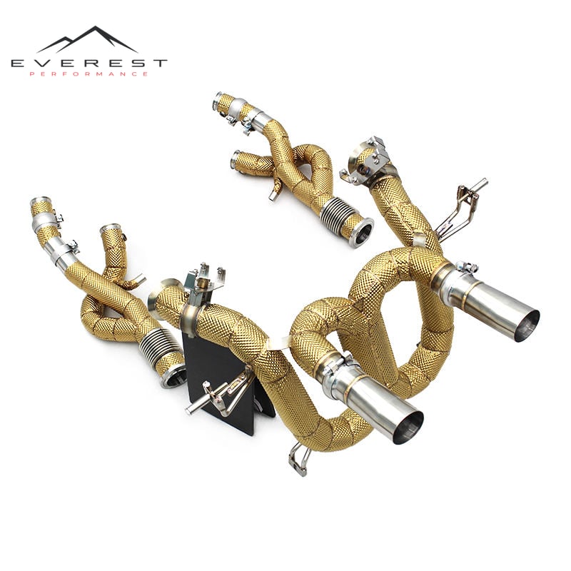 Full Catback Exhaust with Golden Heat Insulation for Lamborghini Revuelto 6.5L V12 2023-2025 StainlessSteel Exhaust Pipe