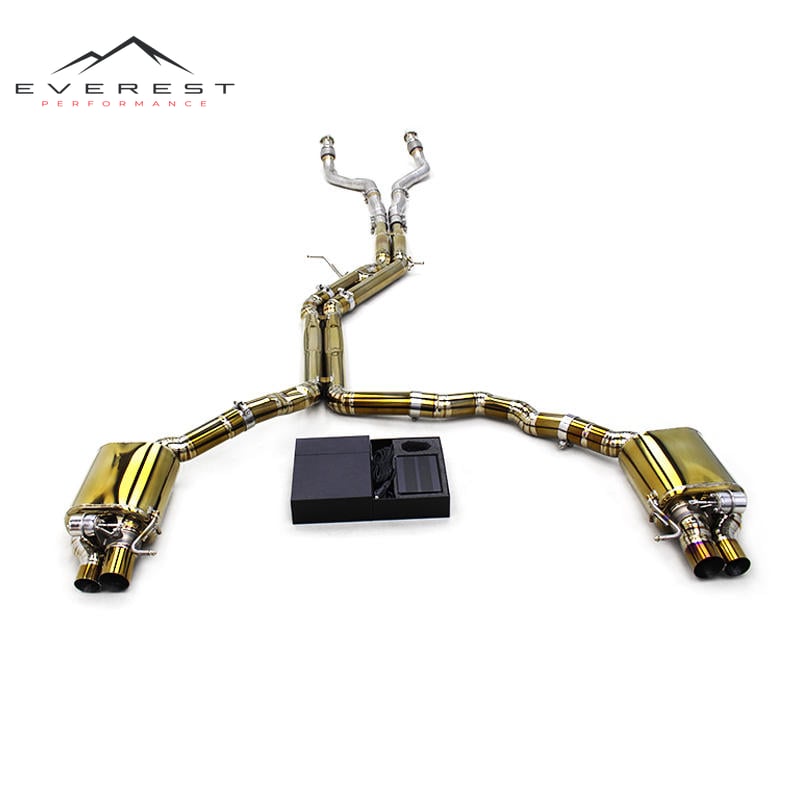 Titanium Catback Exhaust System with Stainless Steel Front Pipe for Audi RS6/RS7 C7 4.0T 2013-2018 Muffler with Vacuum Valve