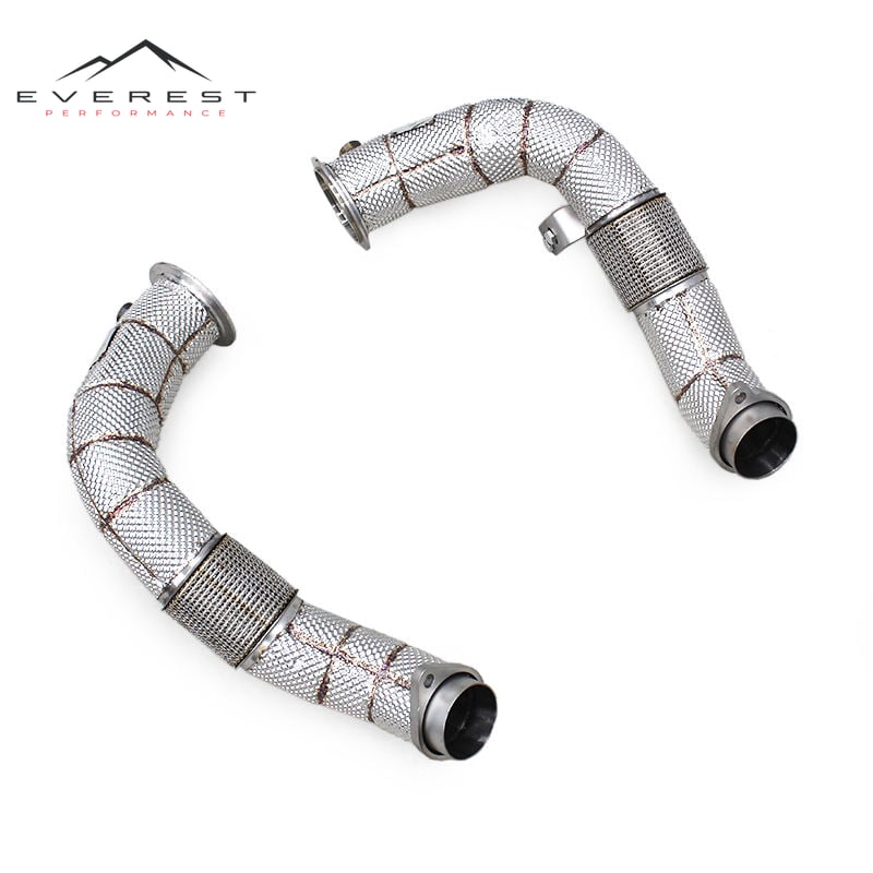 SS304 Exhaust Downpipe for BMW X5M/X6M E70/E71 4.4TT 2010-2014 with Heat Shield Free Flow Downpipes