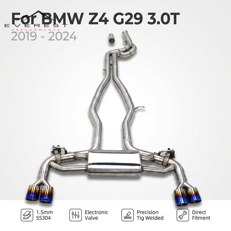 SS304 Exhaust Pipe System for BMW Z4 G29 3.0T 2019-2024 Escape Exhaust Muffler Valvetronic Catback Exhaust Four Outlet Nozzle