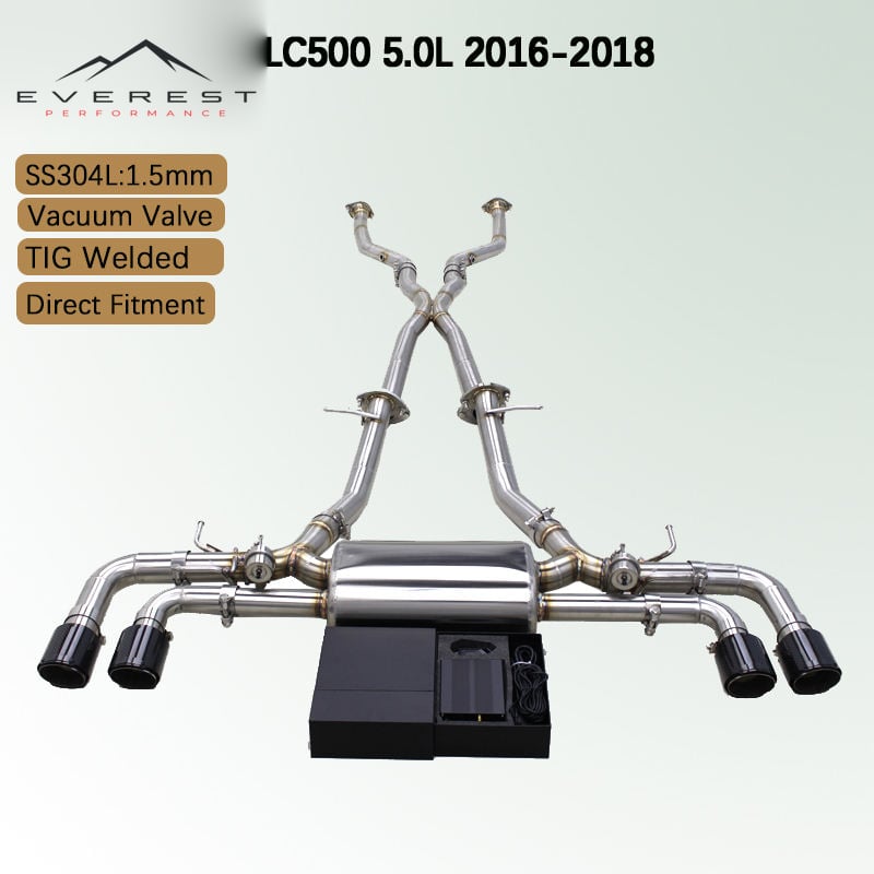 SS304L Exhaust Pipe System for Lexus LC500 5.0L 2016-2018 Racing X Midpipe Vacuum Valve, Catback Exhaust