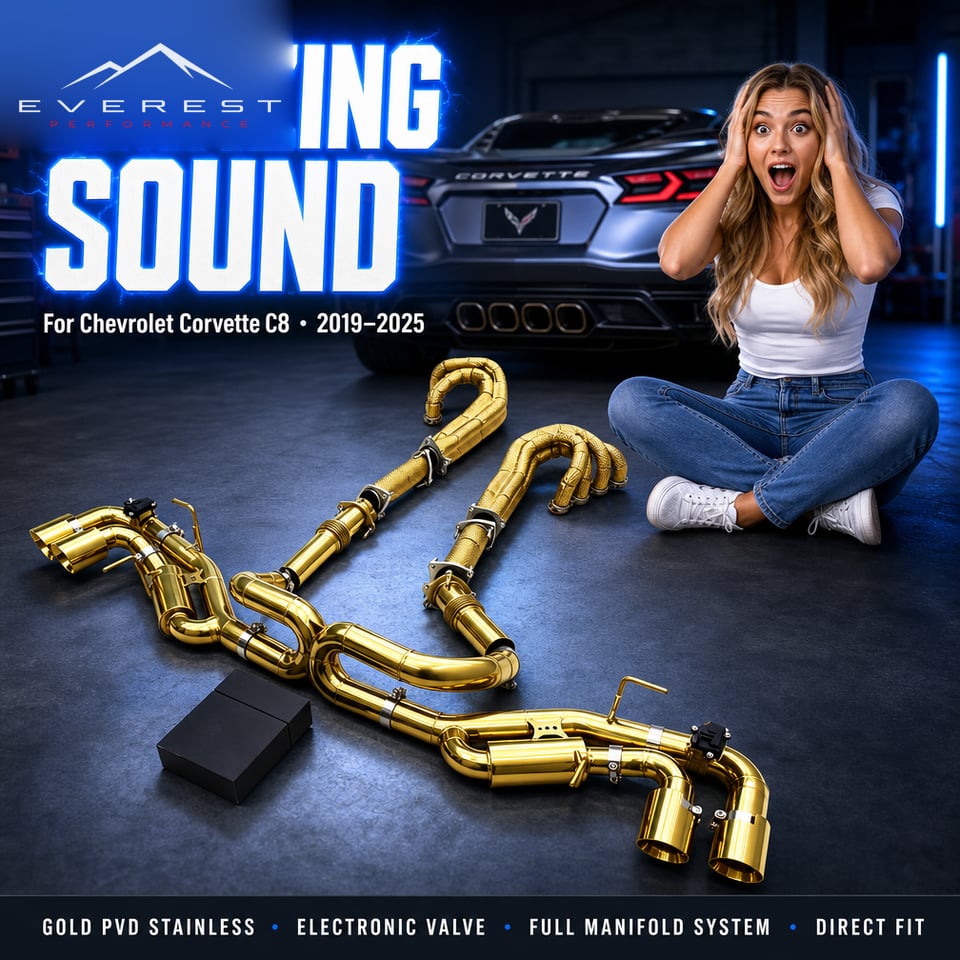 SS304 Gold Plating with Manifold for Chevrolet Corvette C8 2019-2025 Valvetronic Catback Exhaust Four Outlet Nozzle