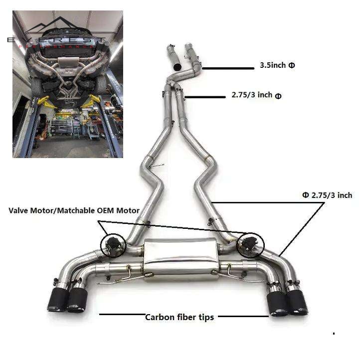Racing Sport Car Catback Exhaust System for BMW M340i M440 M440I G20 G22 3.0T 2019-2023 Valvetronic Exhaust Muffler Pipe