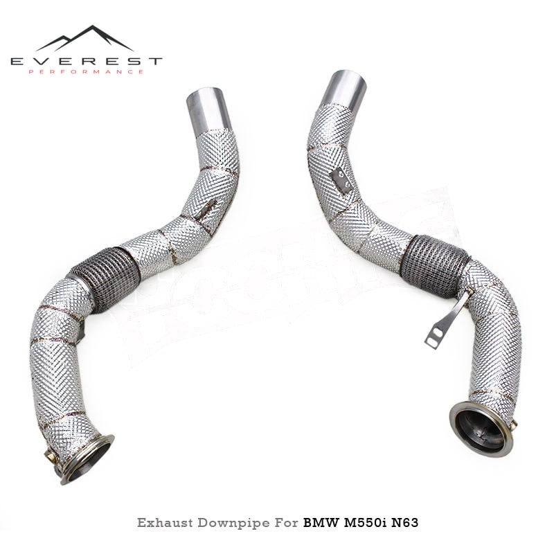 Racing SS304 Exhaust Downpipe for BMW M550/M550i G30/N63 4.4TT 2019-2025 With Heat Shield Free Flow Downpipes Muffler Pipes