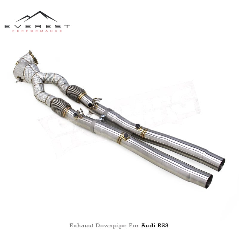 SS304 Catalyst 200cell Downpipe with Front Pipe Exhaust System for Audi RS3/TTRS 2.5T 2023-2024 With Heat Shield OPF/DPF