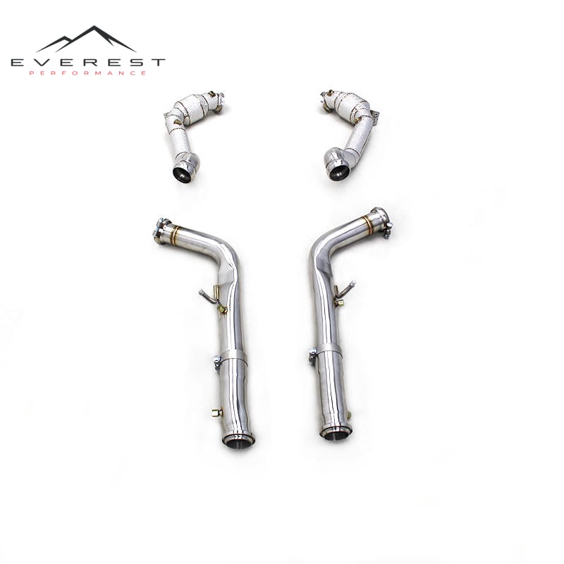 SS304 Exhaust Downpipe for Mercedes-Benz G500 G550 W464 2020-2023 Heat Shielded 100/200/300 Cell High Flow Sport Downpipe