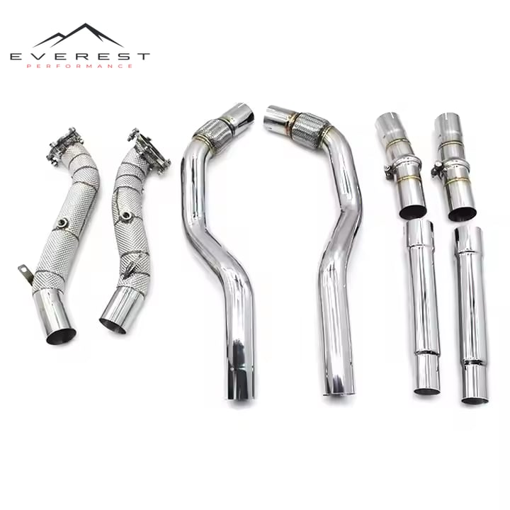 Exhaust Downpipe for Audi S8 Auto Parts Exhaust Stainless Steel Free Flow Pipe With Heat Shield Straight Header Exhaust Pipe