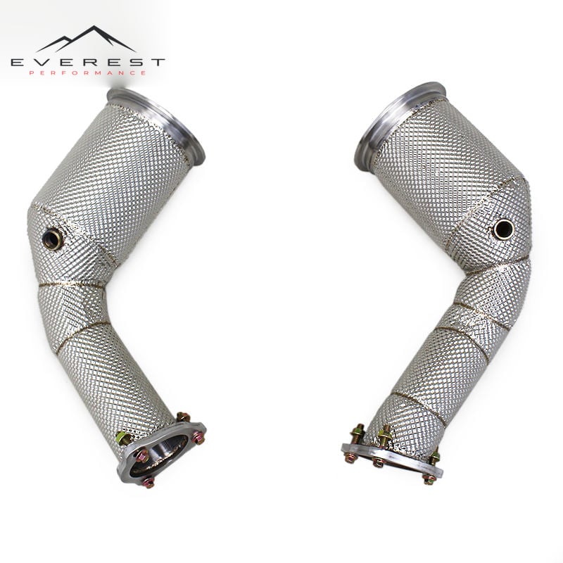 SS304 Exhaust Donwpipe for Audi RS4/RS5 2.9T 2019-2024 With Heat Shield Ffree Flow Downpipe