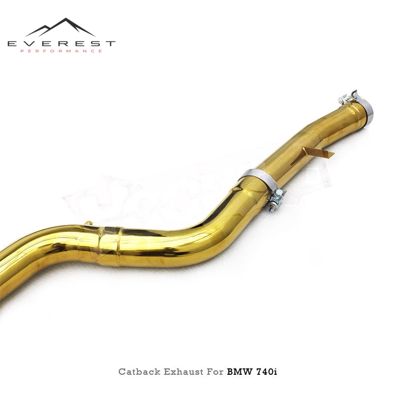 SS304L Plating Gold Exhaust Pipe System for BMW 730/740 G11/G12 2.0T/3.0T 2016-2022 Valvetronic Muffler Catback Exhaust