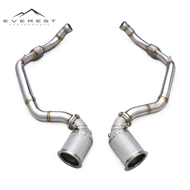 SS304 Exhaust Downpipe for Porsche Panamera S/GTS 971 2.9T/4.0T 2017+With Heat Shield Free Flow Downpipe