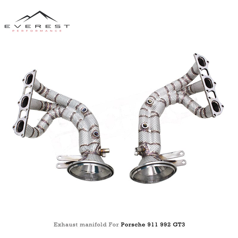 Custom Engine Header Manifold for Porsche 911 992 GT3 4.0 2017-2023 Street Car Stainless Steel Exhaust System with Heat Shield