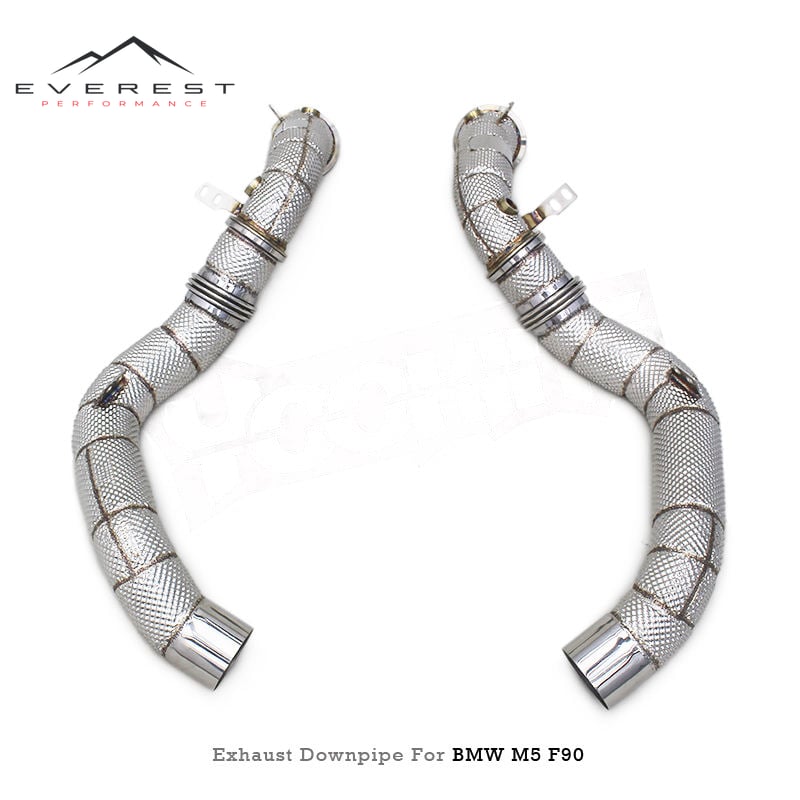 Stainless Steel Free Flow Exhaust Straight Downpipe for BMW M5 F90 4.4T 2018-2022 with Heat Shield Exhaust Pipe
