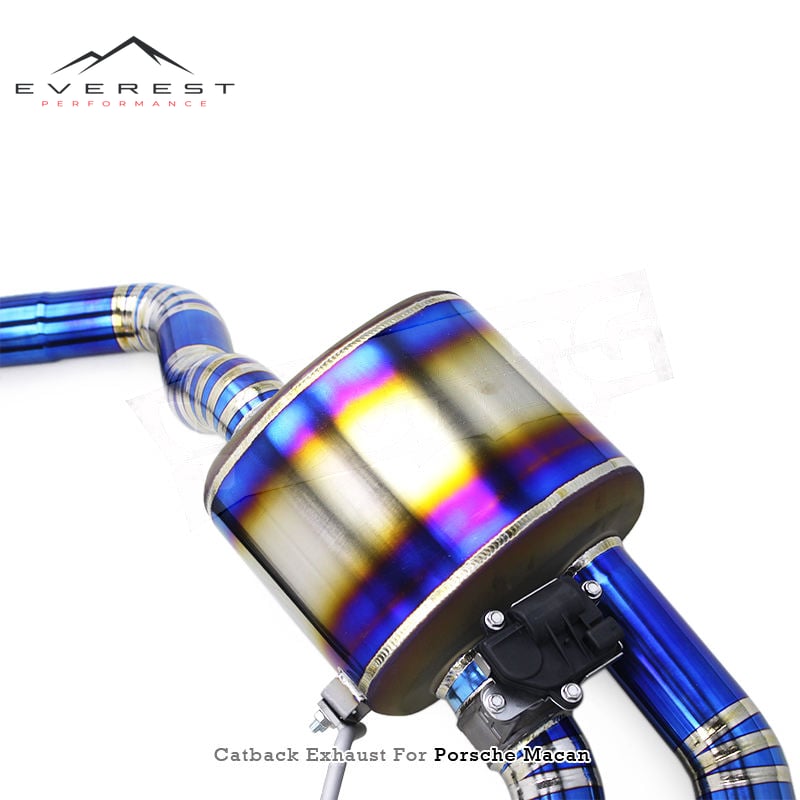 Racing Titanium Lightweight Muffler for Porsche Macan 2.0T 2018-2024 Valvetronic Catback Exhaust System With Carbon Fiber Tips