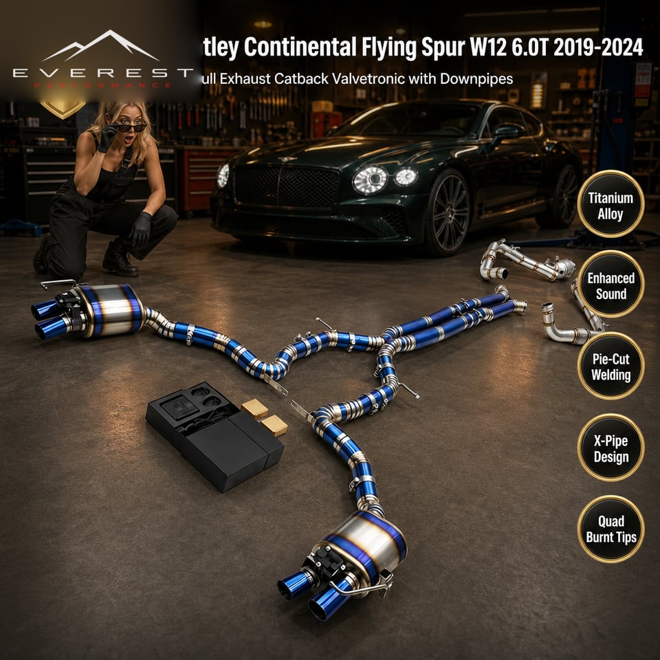 Titanium Full Exhaust Pipes for Bentley Continental Flying Spur W12 6.0T 2019-2024 Catback Valvetronic with Downpipes