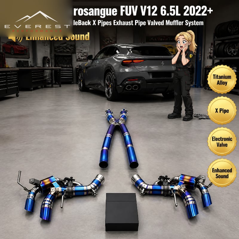 Titanium Performance AxleBack X Pipes Exhaust Pipe for Ferrari Purosangue FUV V12 6.5L 2022+ Valved Muffler System
