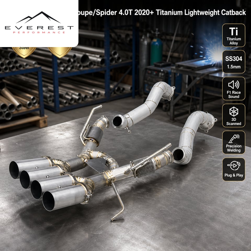 Titanium Lightweight Catback for Mclaren 765LT Coupe/Spider 4.0T 2020+ F1 Race Sound SS304 Straight Downpipe Exhaust