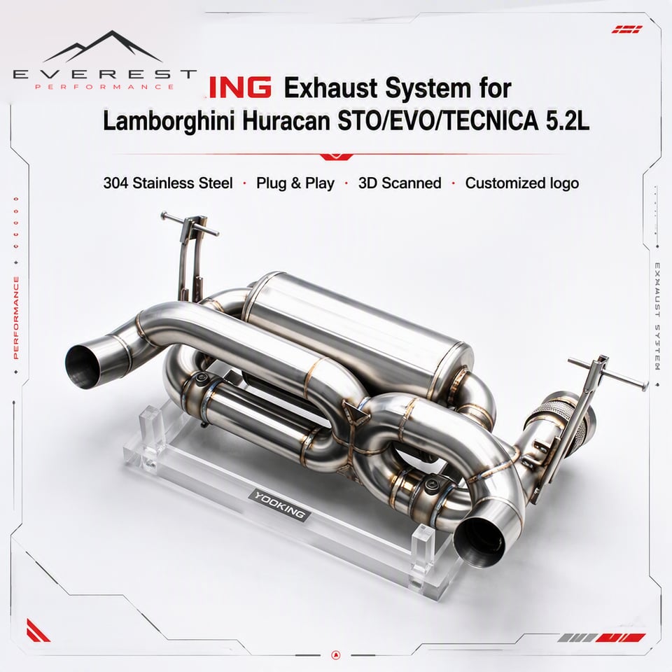 SUS304 Rear Axle Muffler Pipe for Lamborghini Huracan STO/EVO/TECNICA 5.2L 2019-2024 Vaccum Valved Sport Exhaust System