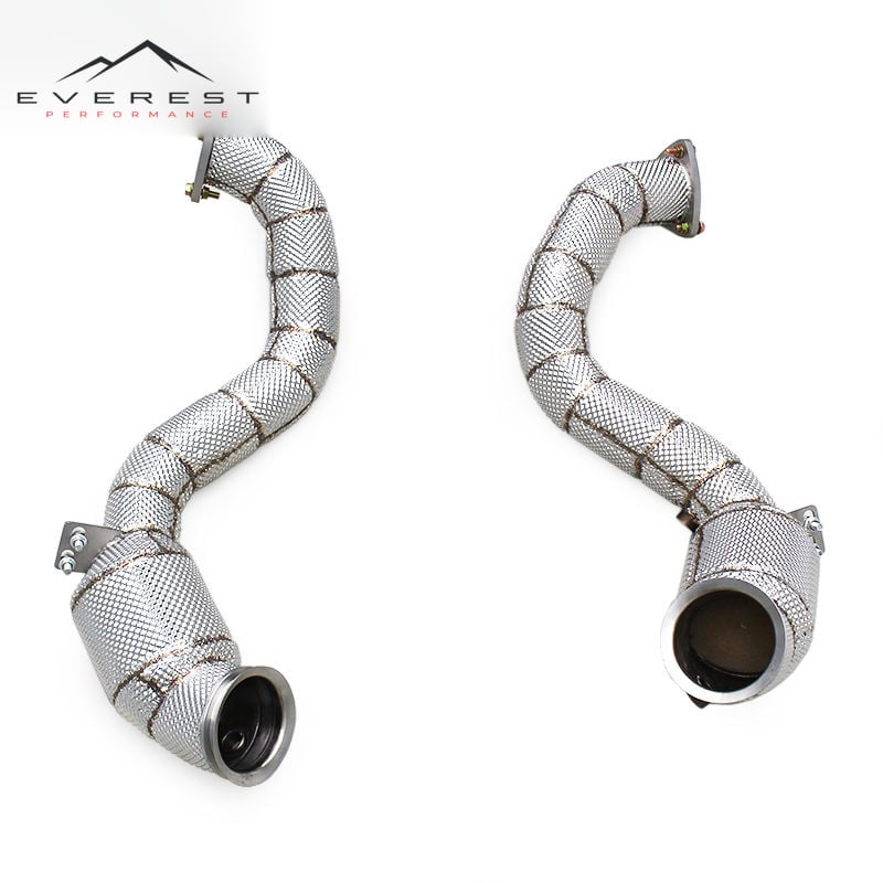 Auto Sport Cat Exhaust Downpipe with Catalyst for Aston Martin Vantage V8 4.0T 2018+ Stainless Steel Heat Shield Exhaust Pipe