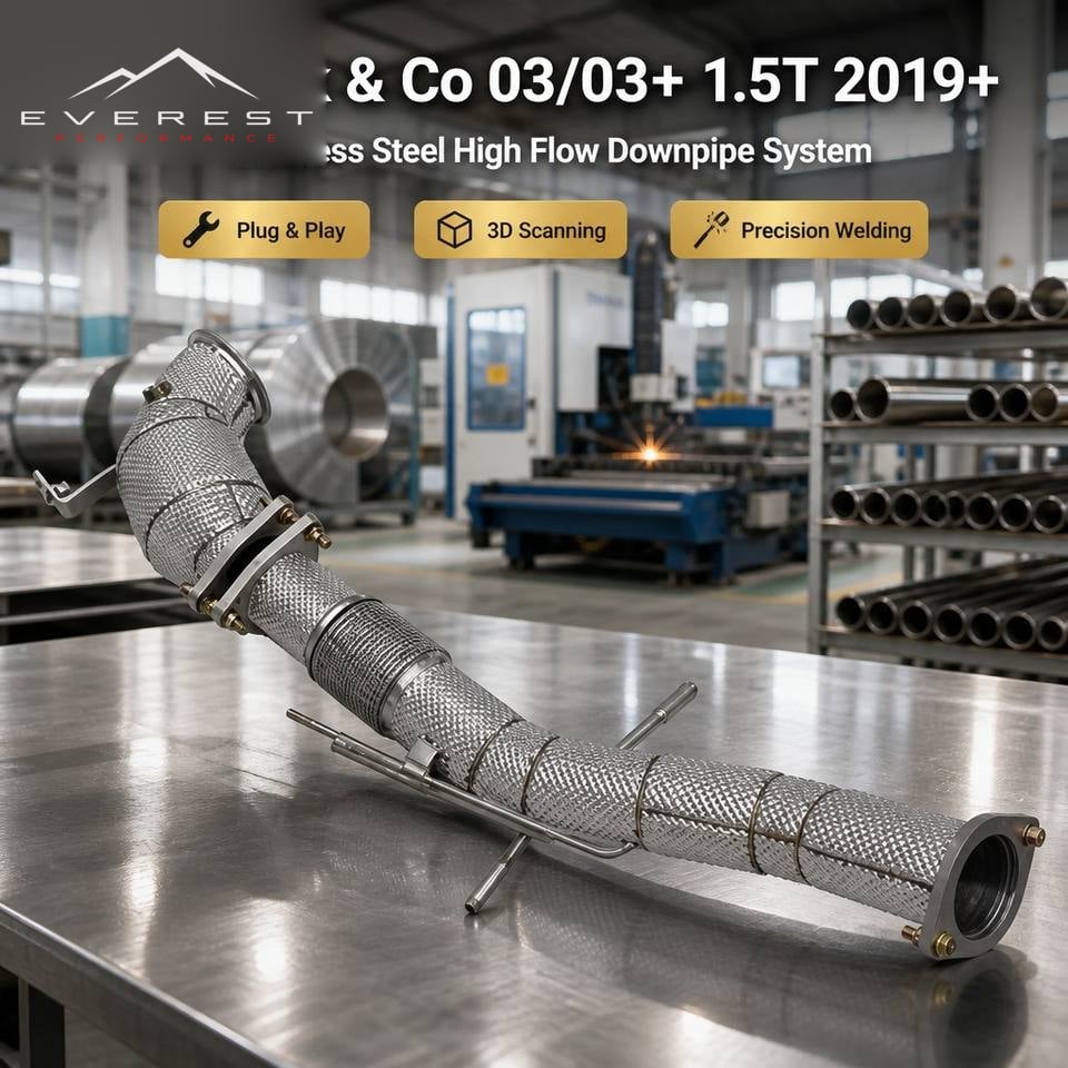 SUS304 High Flow Downpipe Exhaust Pipes for Lynk & Co 03/03+ 1.5T 2019+ with Full Heat Shield with 200 300cell Catalyst