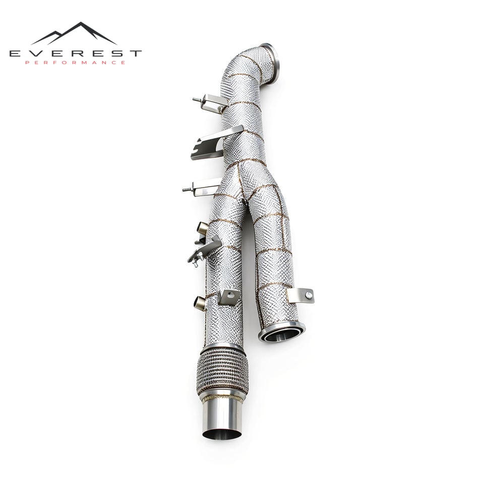 Exhaust Downpipe for Porsche 911 992 GTS 3.6T 2025 Racing Stainless Steel Free Flow Pipe with Silvery Insulation